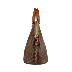 Celine coated leather bag handbag brown Macadam canvas shoulder
